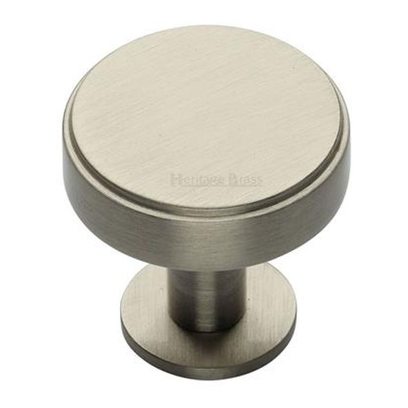 C3954 32-SN • 32 x 20 x 31mm • Satin Nickel • Heritage Brass Stepped Disc On Rose Cabinet Knob