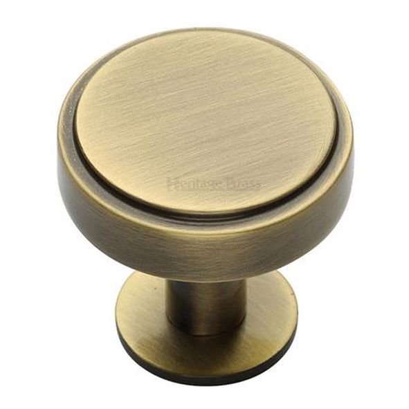C3954 38-AT  38 x 20 x 31mm  Antique Brass  Heritage Brass Stepped Disc On Rose Cabinet Knob