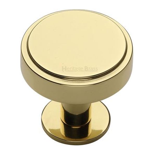 C3954 38-PB • 38 x 20 x 31mm • Polished Brass • Heritage Brass Stepped Disc On Rose Cabinet Knob