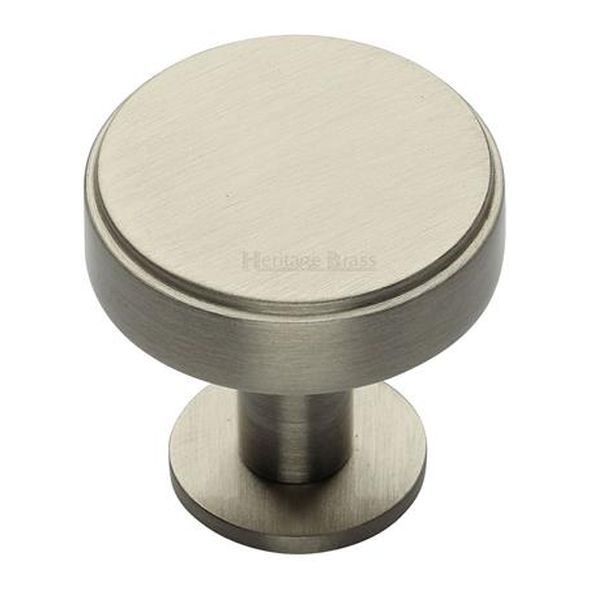 C3954 38-SN • 38 x 20 x 31mm • Satin Nickel • Heritage Brass Stepped Disc On Rose Cabinet Knob