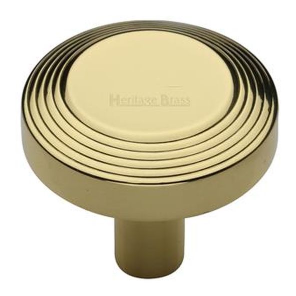 C3956 32-PB  32 x 9 x 29mm  Polished Brass  Heritage Brass Ridged Disc Cabinet Knob