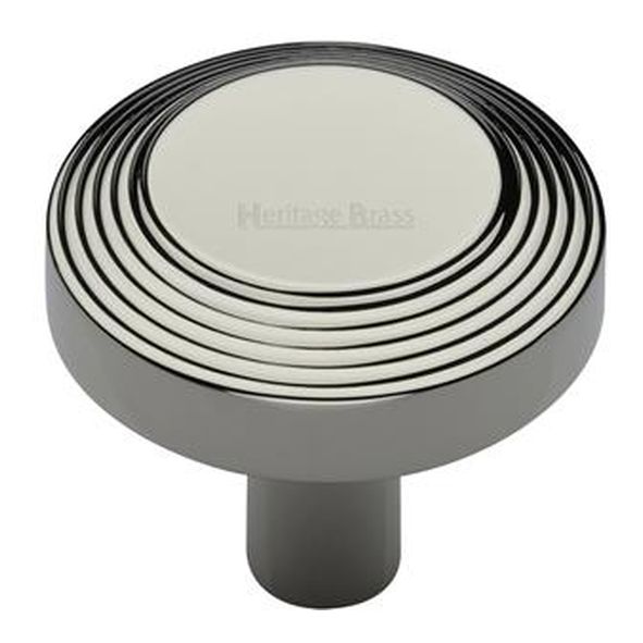 C3956 32-PNF  32 x 9 x 29mm  Polished Nickel  Heritage Brass Ridged Disc Cabinet Knob