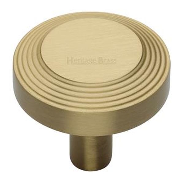 C3956 32-SB  32 x 9 x 29mm  Satin Brass  Heritage Brass Ridged Disc Cabinet Knob