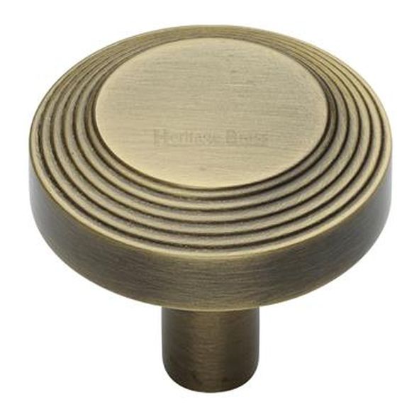 C3956 38-AT  38 x 9 x 29mm  Antique Brass  Heritage Brass Ridged Disc Cabinet Knob