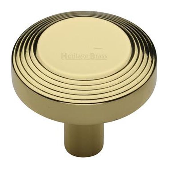 C3956 38-PB • 38 x 9 x 29mm • Polished Brass • Heritage Brass Ridged Disc Cabinet Knob