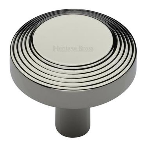 C3956 38-PNF  38 x 9 x 29mm  Polished Nickel  Heritage Brass Ridged Disc Cabinet Knob