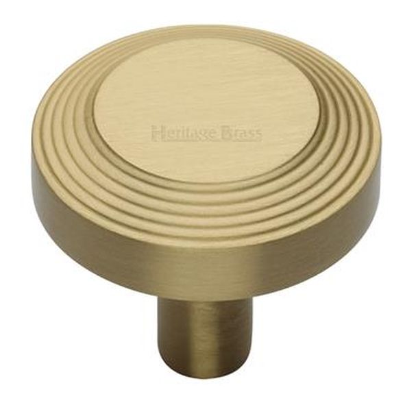 C3956 38-SB • 38 x 9 x 29mm • Satin Brass • Heritage Brass Ridged Disc Cabinet Knob