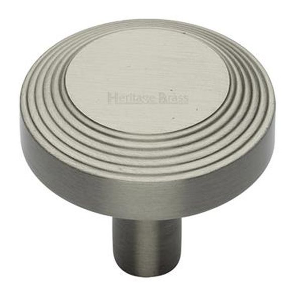 C3956 38-SN • 38 x 9 x 29mm • Satin Nickel • Heritage Brass Ridged Disc Cabinet Knob