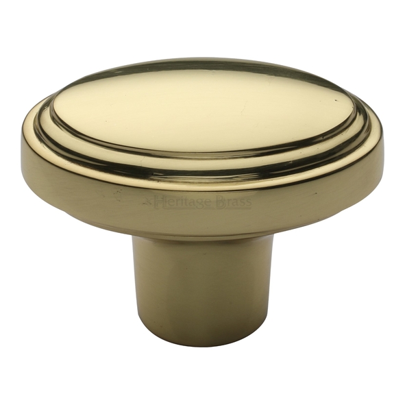 C3975-PB  40 x 25 x 16 x 30mm  Polished Brass  Heritage Brass Oval Stepped Cabinet Knob