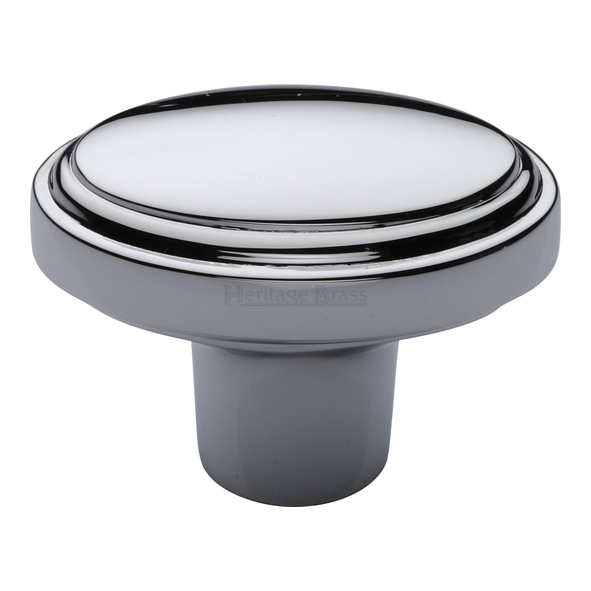 C3975-PC • 40 x 25 x 16 x 30mm • Polished Chrome • Heritage Brass Oval Stepped Cabinet Knob