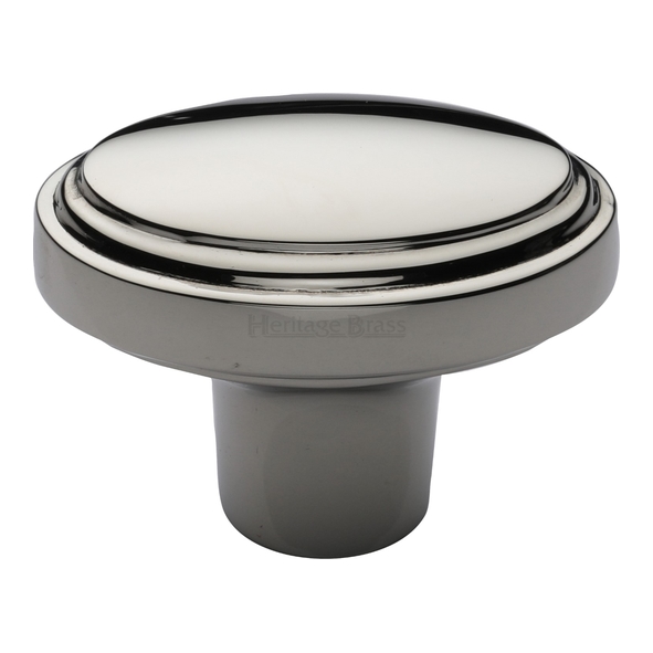 C3975-PNF  40 x 25 x 16 x 30mm  Polished Nickel  Heritage Brass Oval Stepped Cabinet Knob