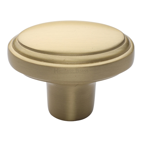 C3975-SB • 40 x 25 x 16 x 30mm • Satin Brass • Heritage Brass Oval Stepped Cabinet Knob