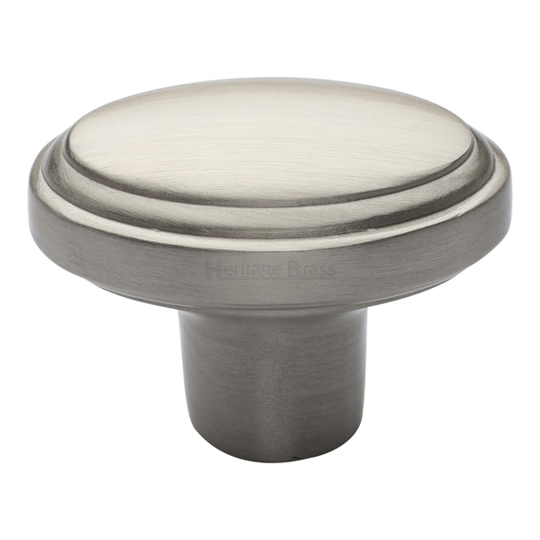 C3975-SN  40 x 25 x 16 x 30mm  Satin Nickel  Heritage Brass Oval Stepped Cabinet Knob