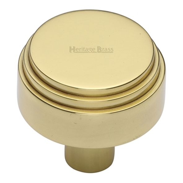 C3987 32-PB • 32 x 13 x 34mm • Polished Brass • Heritage Brass Round Deco Cabinet Knob