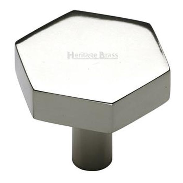 C4344 32-PNF • 32 x 37 x 9 x 30mm • Polished Nickel • Heritage Brass Flat Hexagon Cabinet Knob