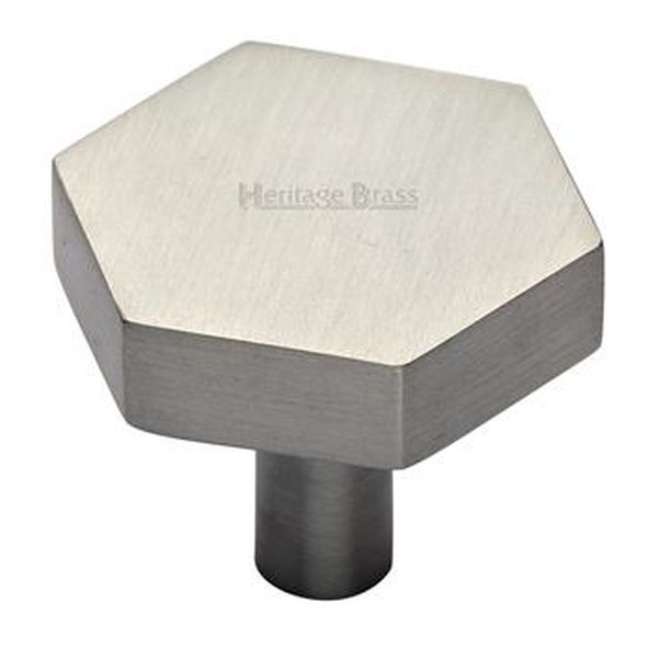 C4344 32-SN • 32 x 37 x 9 x 30mm • Satin Nickel • Heritage Brass Flat Hexagon Cabinet Knob