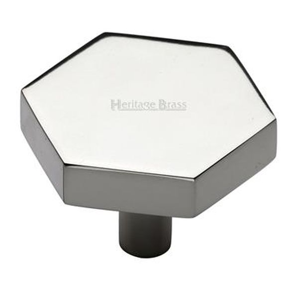 C4344 38-PNF • 38 x 44 x 9 x 30mm • Polished Nickel • Heritage Brass Flat Hexagon Cabinet Knob