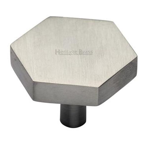 C4344 38-SN • 38 x 44 x 9 x 30mm • Satin Nickel • Heritage Brass Flat Hexagon Cabinet Knob