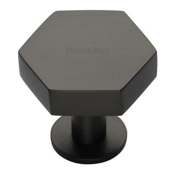 C4345 38-MB • 38 x 44 x 20 x 32mm • Matt Bronze • Heritage Brass Hexagon On Rose Cabinet Knob