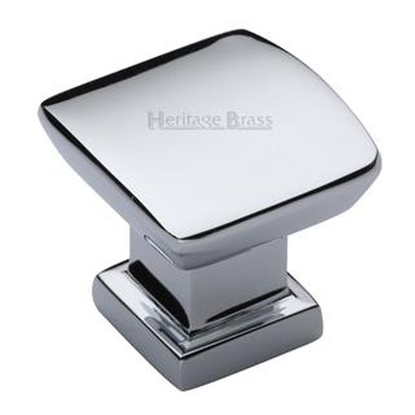 C4382 25-PC • 25 x 16 x 24mm • Polished Chrome • Heritage Brass Plinth With Base Cabinet Knob