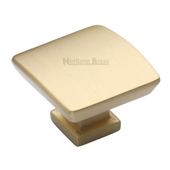 C4382 35-SB  35 x 16 x 24mm  Satin Brass  Heritage Brass Plinth With Base Cabinet Knob