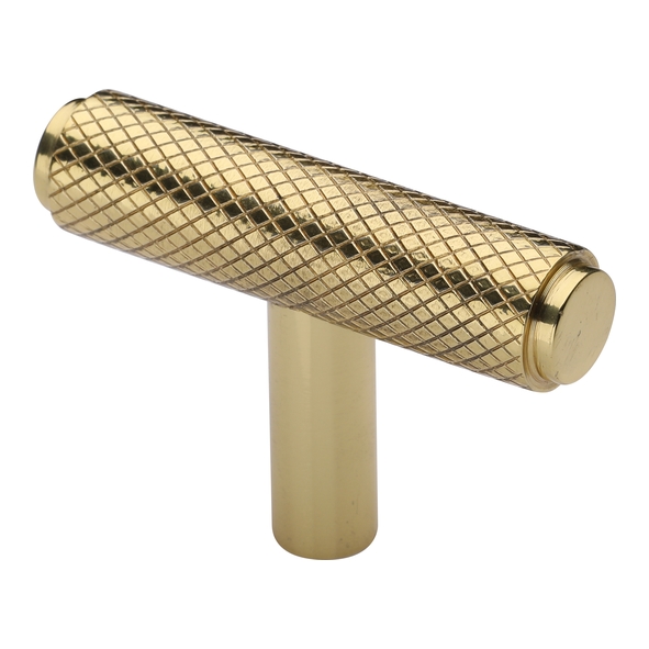 C4415-PB  45 x 11 x 08 x 30mm  Polished Brass  Heritage Brass Knurled T-Bar Cabinet Knob