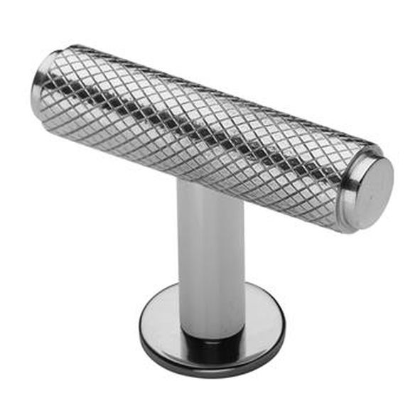 C4416-PC  45 x 11 x 16 x 32mm  Polished Chrome  Heritage Brass Knurled T-Bar On Rose Cabinet Knob