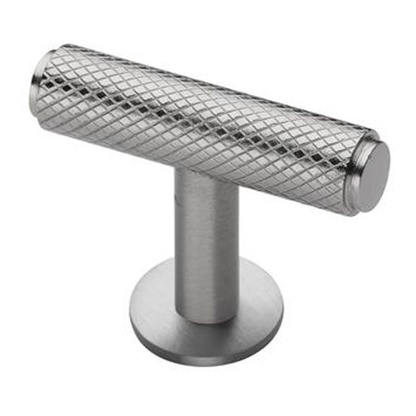 C4416-SN • 45 x 11 x 16 x 32mm • Satin Nickel • Heritage Brass Knurled T-Bar On Rose Cabinet Knob