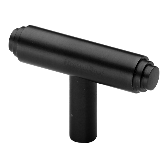 C4445-BKMT  45 x 11 x 08 x 30mm  Matt Black  Heritage Brass Stepped T-Bar Cabinet Knob