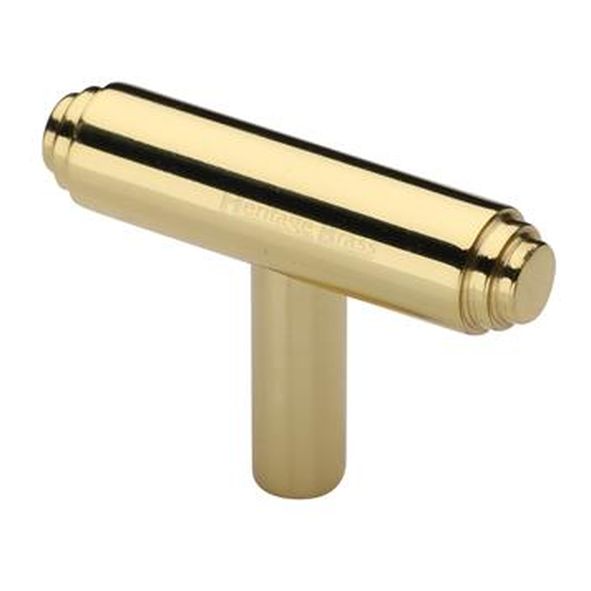 C4445-PB • 45 x 11 x 08 x 30mm • Polished Brass • Heritage Brass Stepped T-Bar Cabinet Knob