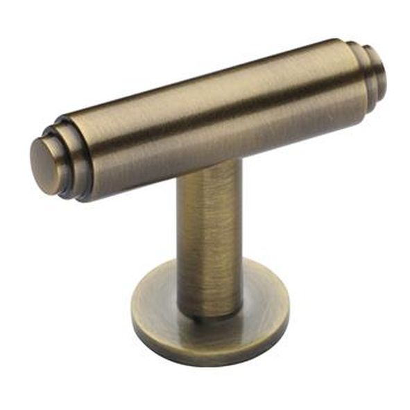 C4447-AT  45 x 11 x 16 x 32mm  Antique Brass  Heritage Brass Stepped T-Bar On Rose Cabinet Knob