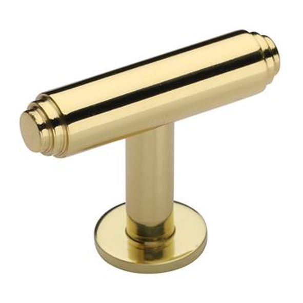 C4447-PB • 45 x 11 x 16 x 32mm • Polished Brass • Heritage Brass Stepped T-Bar On Rose Cabinet Knob