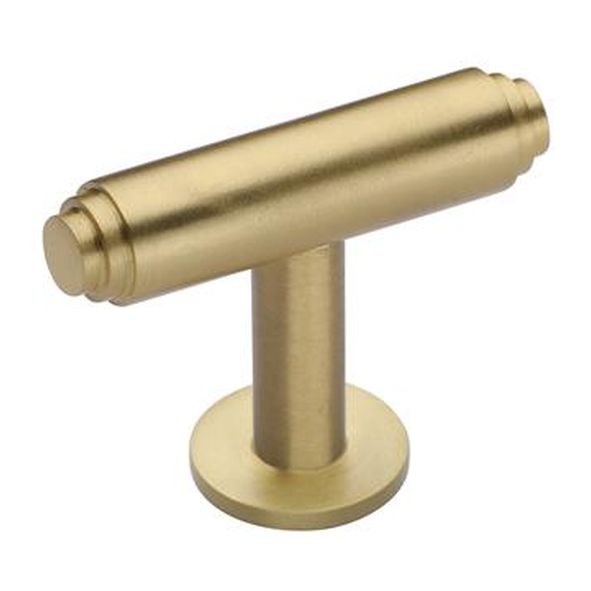 C4447-SB  45 x 11 x 16 x 32mm  Satin Brass  Heritage Brass Stepped T-Bar On Rose Cabinet Knob