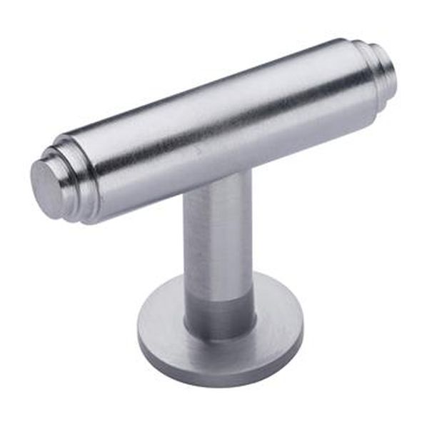 C4447-SC • 45 x 11 x 16 x 32mm • Satin Chrome • Heritage Brass Stepped T-Bar On Rose Cabinet Knob