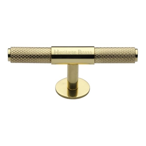 C4463 60-PB • 60 x 13 x 20 x 34mm • Polished Brass • Heritage Brass Knurled Fountain Cabinet Knob