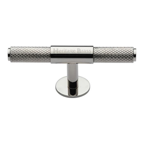 C4463 60-PNF • 60 x 13 x 20 x 34mm • Polished Nickel • Heritage Brass Knurled Fountain Cabinet Knob