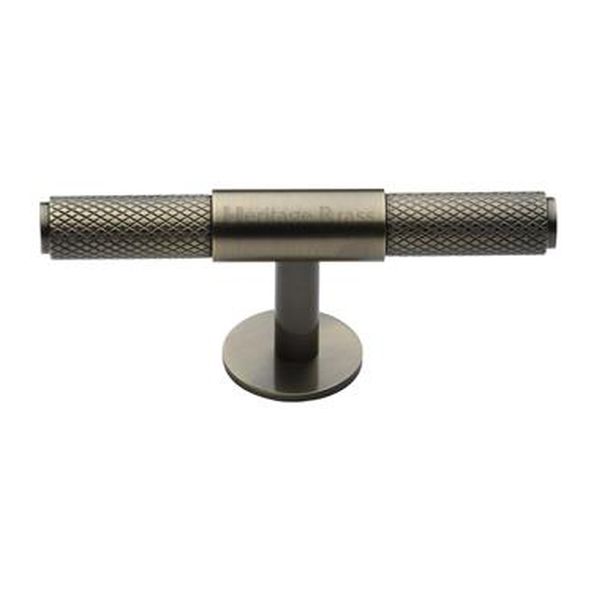 C4463 90-AT • 90 x 13 x 25 x 34mm • Antique Brass • Heritage Brass Knurled Fountain Cabinet Knob