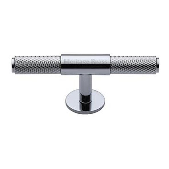 C4463 90-PC • 90 x 13 x 25 x 34mm • Polished Chrome • Heritage Brass Knurled Fountain Cabinet Knob