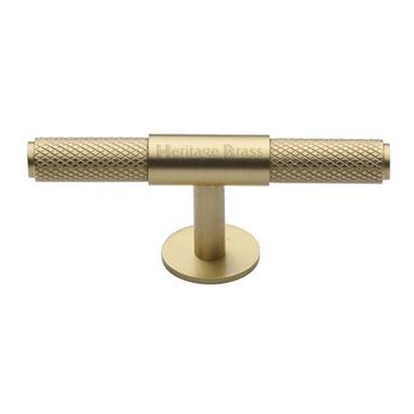 C4463 90-SB • 90 x 13 x 25 x 34mm • Satin Brass • Heritage Brass Knurled Fountain Cabinet Knob