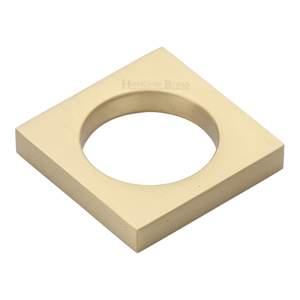 C4465-SB • 32 x 40 x 40 x 40mm • Satin Brass • Heritage Brass Square Ring Pull Cabinet Knob