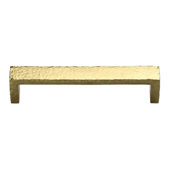 C4525-101-PB � 101 x 110 x 28mm � Polished Brass � Heritage Brass Wide Metro Hammered Cabinet Pull Handle