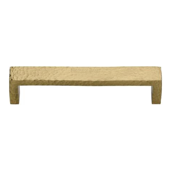 C4525-101-SB � 101 x 110 x 28mm � Satin Brass � Heritage Brass Wide Metro Hammered Cabinet Pull Handle