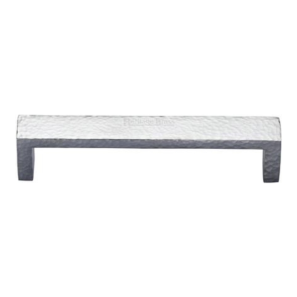 C4525-101-SC � 101 x 110 x 28mm � Satin Chrome � Heritage Brass Wide Metro Hammered Cabinet Pull Handle