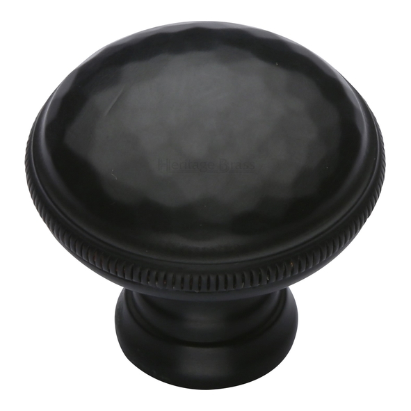 C4545-BKMT • 32 x 16 x 29mm • Matt Black • Heritage Brass Beaten Round Cabinet Knob