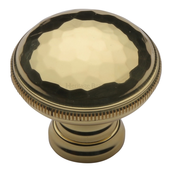 C4545-PB • 32 x 16 x 29mm • Polished Brass • Heritage Brass Beaten Round Cabinet Knob