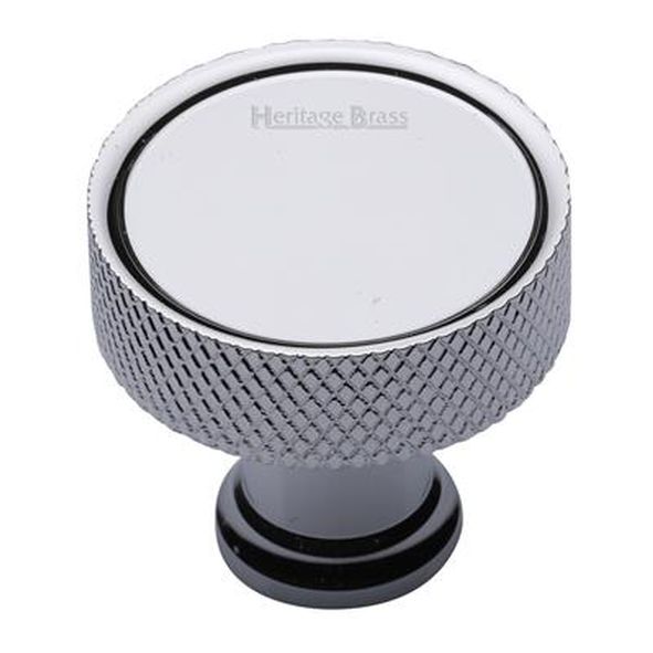 C4648 32-PC • 32 x 16 x 29mm • Polished Chrome • Heritage Brass Florence Knurled Cabinet Knob