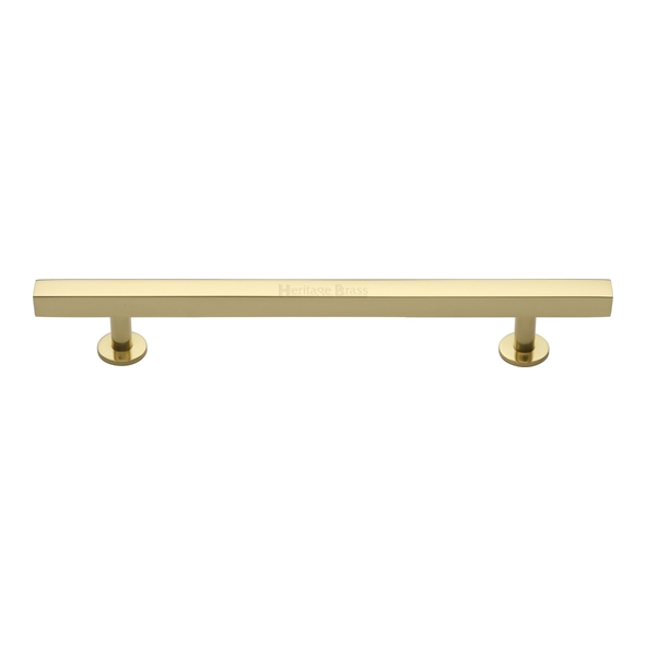 C4760 128-PB  128 x 191 x 11 x 19 x 32mm  Polished Brass  Heritage Brass Square Bar Round Foot Cabinet Pull Handle