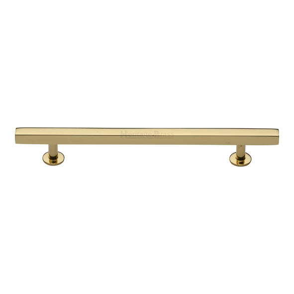 C4760 160-PB  160 x 223 x 11 x 19 x 32mm  Polished Brass  Heritage Brass Square Bar Round Foot Cabinet Pull Handle