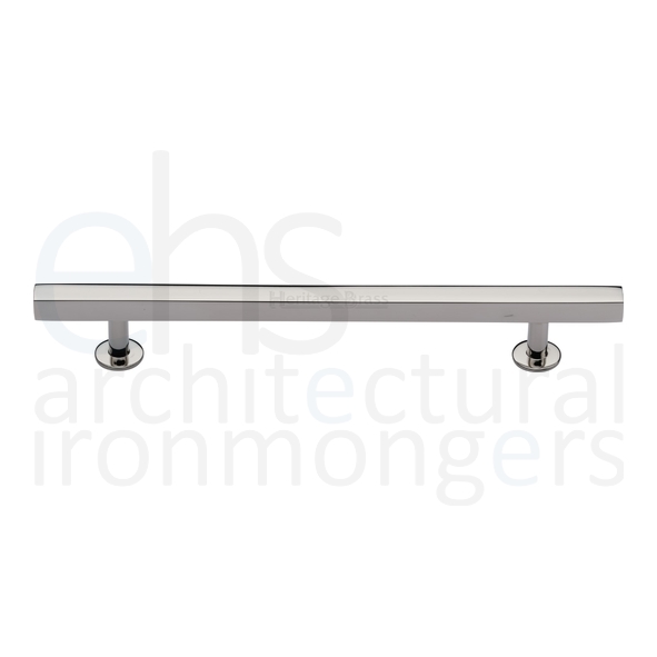 C4760 160-PNF  160 x 223 x 11 x 19 x 32mm  Polished Nickel  Heritage Brass Square Bar Round Foot Cabinet Pull Handle