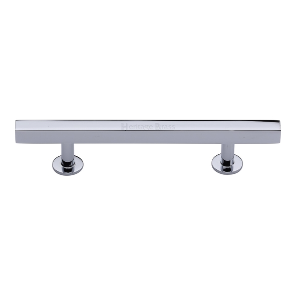 C4760 96-PC  096 x 159 x 11 x 19 x 32mm  Polished Chrome  Heritage Brass Square Bar Round Foot Cabinet Pull Handle